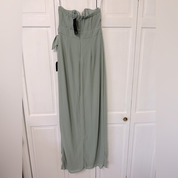 NWT Lulu’s Sage Brush Green Strapless Front Split Bridesmaid Prom Dress Medium - Picture 9 of 16